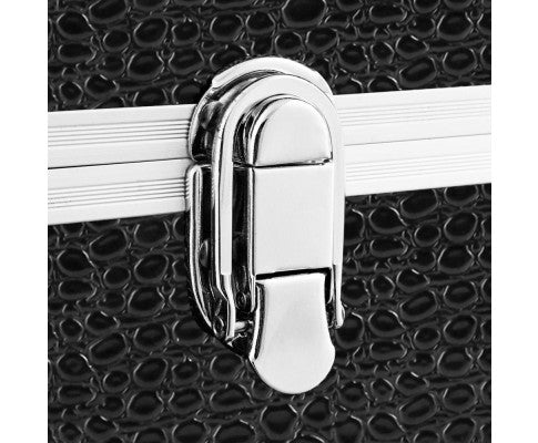 Embellir Portable Cosmetic Beauty Makeup Carry Case with Mirror - Crocodile Black