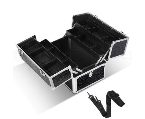 Embellir Portable Cosmetic Beauty Makeup Case - Crocodile Black