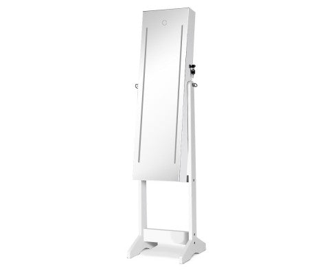 Jewellery Cabinet with Mirror and LED Light - White