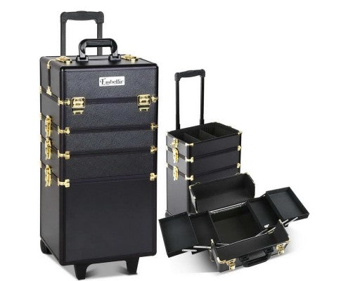 Embellir 7 in 1 Portable Cosmetic Beauty Makeup Trolley - Black & Gold
