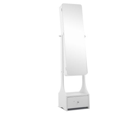 Jewellery Cabinet with Mirror and LED Light - White