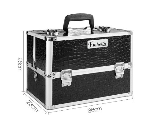 Embellir Portable Cosmetic Beauty Makeup Case - Crocodile Black