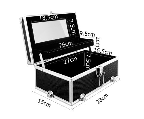 Embellir Portable Cosmetic Beauty Makeup Carry Case with Mirror - Black