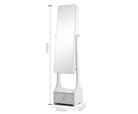 Jewellery Cabinet with Mirror and LED Light - White