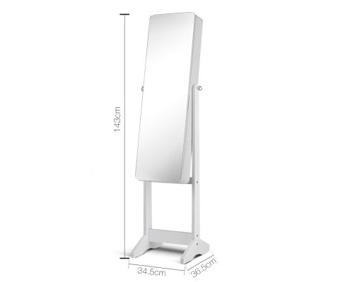 Jewellery Cabinet with Mirror and LED Light - White