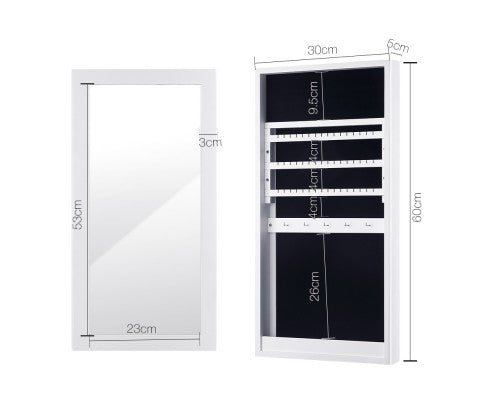 Wall Mounted Mirror with Jewellery Cabinet - White