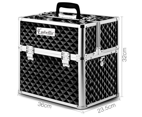 Embellir Portable Cosmetic Beauty Makeup Carry Case - Diamond Black