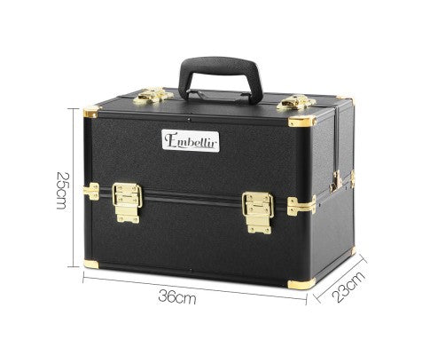 Embellir Portable Cosmetic Beauty Makeup Case - Black & Gold