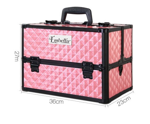Embellir Portable Cosmetic Beauty Makeup Case with Mirror - Diamond Pink