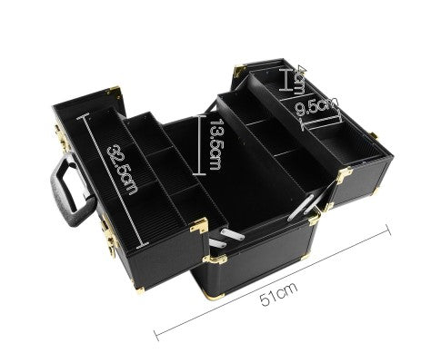 Embellir Portable Cosmetic Beauty Makeup Case - Black & Gold