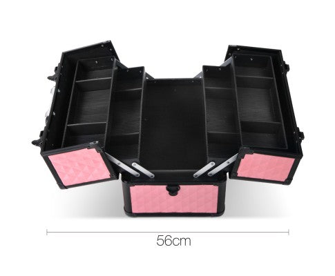 Embellir Portable Cosmetic Beauty Makeup Case with Mirror - Diamond Pink