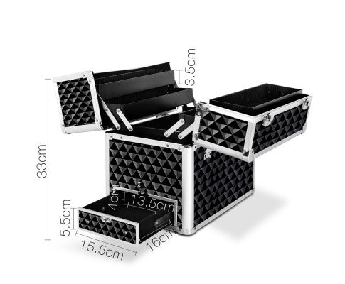 Embellir Portable Cosmetic Beauty Makeup Carry Case - Diamond Black