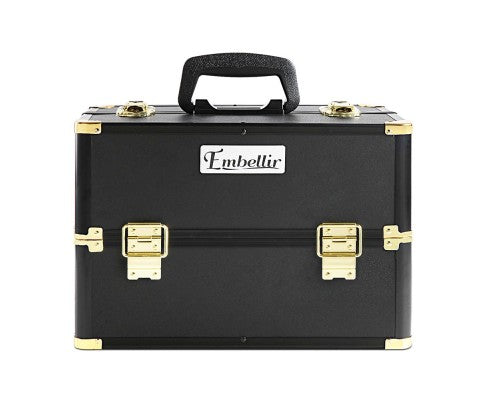Embellir Portable Cosmetic Beauty Makeup Case - Black & Gold