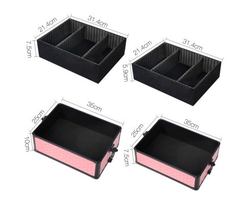 Embellir 7 in 1 Portable Cosmetic Beauty Makeup Trolley - Diamond Pink