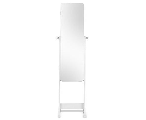 Jewellery Cabinet with Mirror and LED Light - White