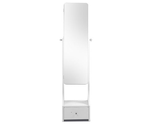 Jewellery Cabinet with Mirror and LED Light - White