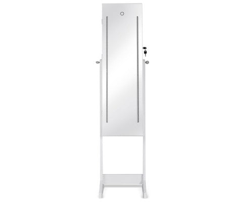 Jewellery Cabinet with Mirror and LED Light - White