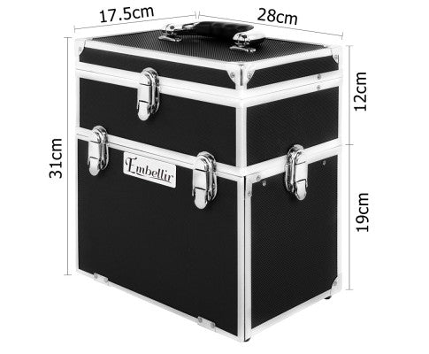 Embellir Portable Cosmetic Beauty Makeup Carry Case with Mirror - Black