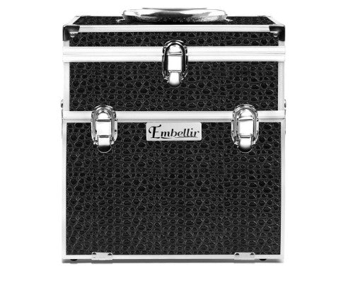 Embellir Portable Cosmetic Beauty Makeup Carry Case with Mirror - Crocodile Black