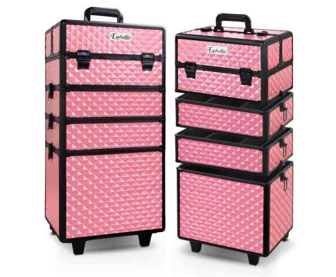Embellir 7 in 1 Portable Cosmetic Beauty Makeup Trolley - Diamond Pink