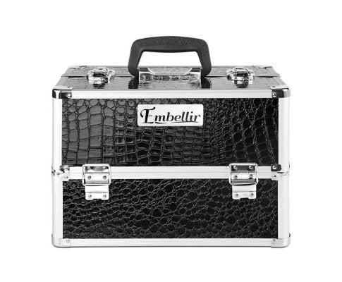 Embellir Portable Cosmetic Beauty Makeup Case - Crocodile Black