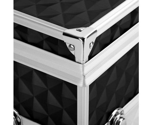 Embellir Portable Cosmetic Beauty Makeup Carry Case with Mirror - Diamond Black