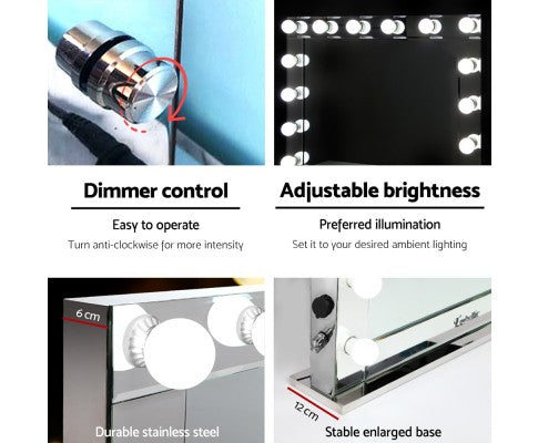 Embellir Make Up Mirror with LED Lights - Silver