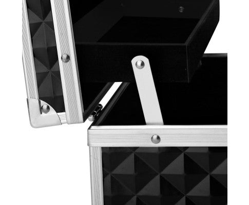 Embellir Portable Cosmetic Beauty Makeup Carry Case with Mirror - Diamond Black