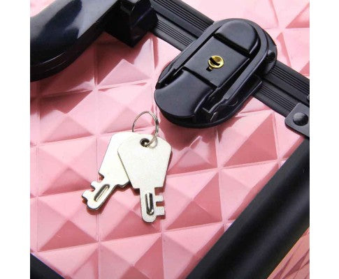 Embellir Portable Cosmetic Beauty Makeup Case with Mirror - Diamond Pink