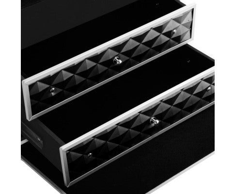 Embellir Portable Cosmetic Beauty Makeup Carry Case with Mirror - Diamond Black