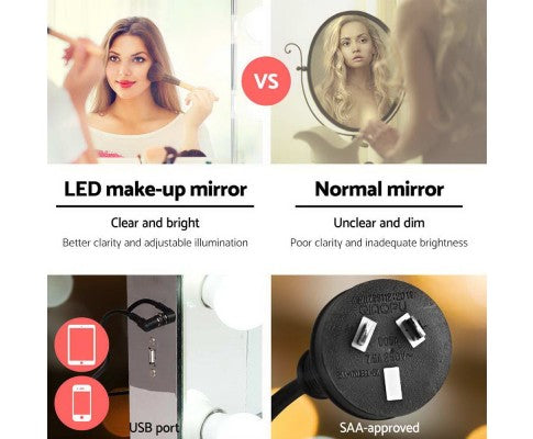 Embellir Make Up Mirror with LED Lights - Silver