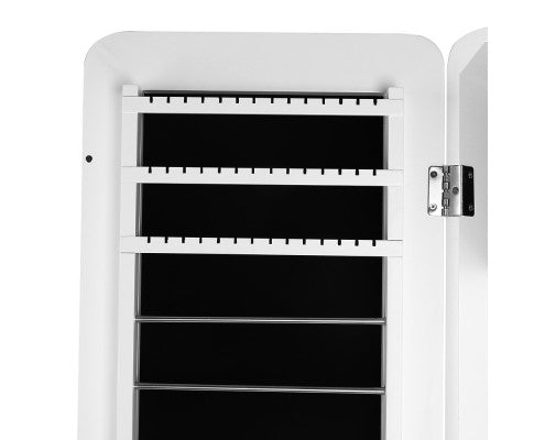 Jewellery Cabinet with Mirror and LED Light - White