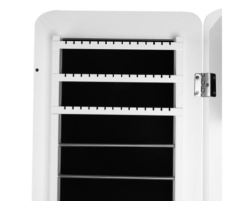 Jewellery Cabinet with Mirror and LED Light - White