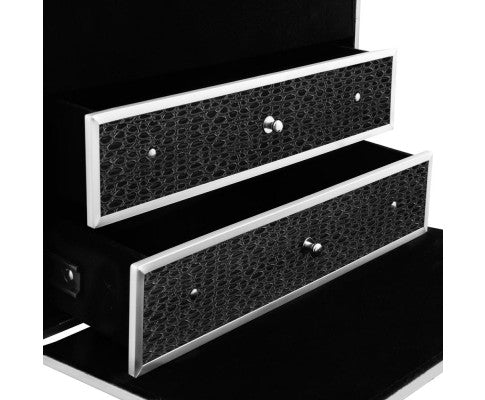 Embellir Portable Cosmetic Beauty Makeup Carry Case with Mirror - Crocodile Black