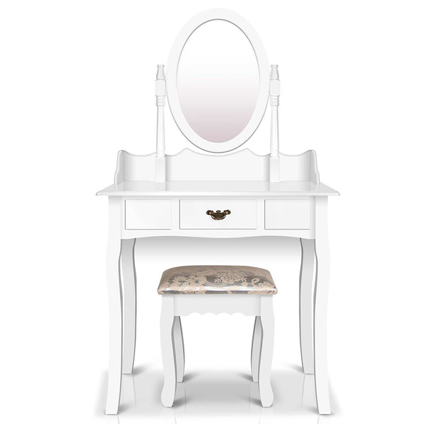 Artiss Single Drawer Dressing Table with Mirror - White
