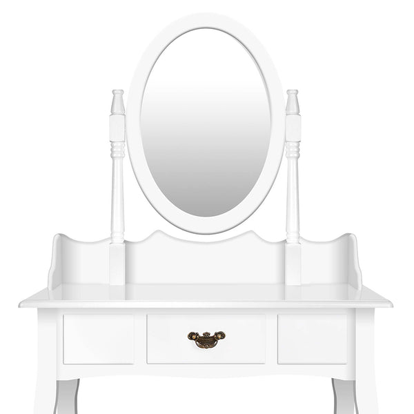 Artiss Single Drawer Dressing Table with Mirror - White