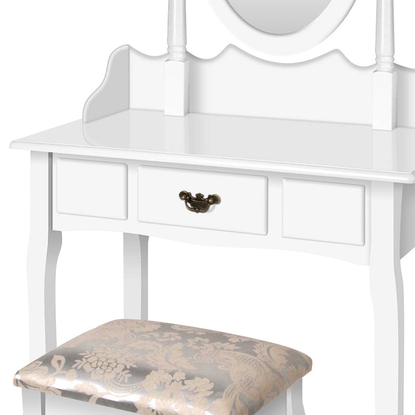 Artiss Single Drawer Dressing Table with Mirror - White