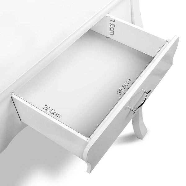 Deluxe Dressing Table & Stool Mirror Jewellery Cabinet 3 Drawers Organiser