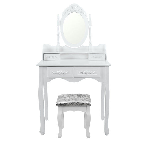 Artiss 4 Drawer Dressing Table with Mirror - White
