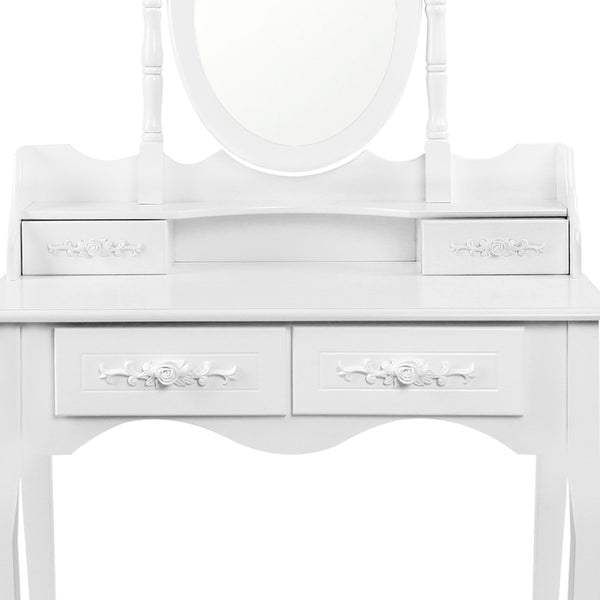 Artiss 4 Drawer Dressing Table with Mirror - White