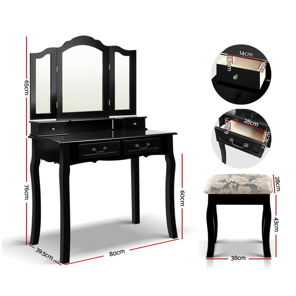Artiss Dressing Table with Mirror - Black