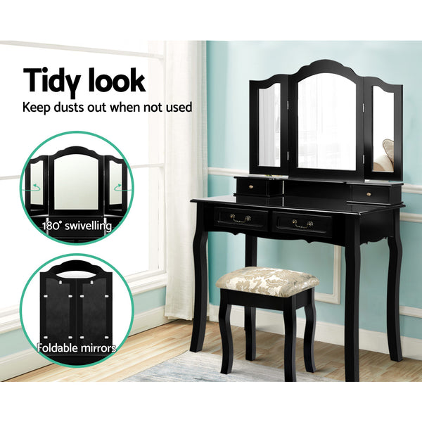 Artiss Dressing Table with Mirror - Black