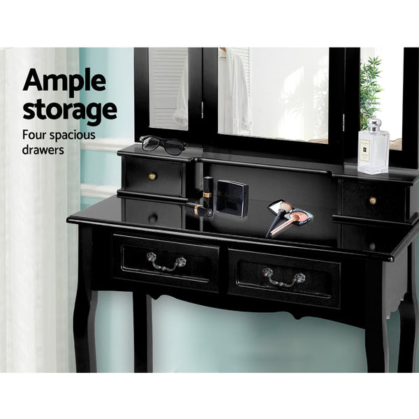 Artiss Dressing Table with Mirror - Black