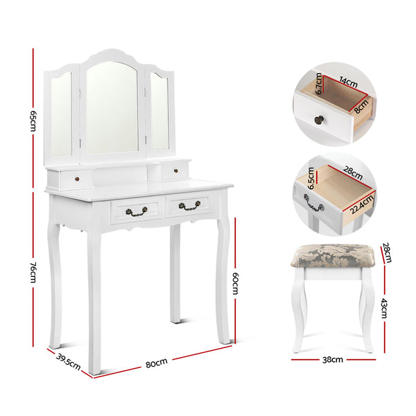Artiss Dressing Table with Mirror - White