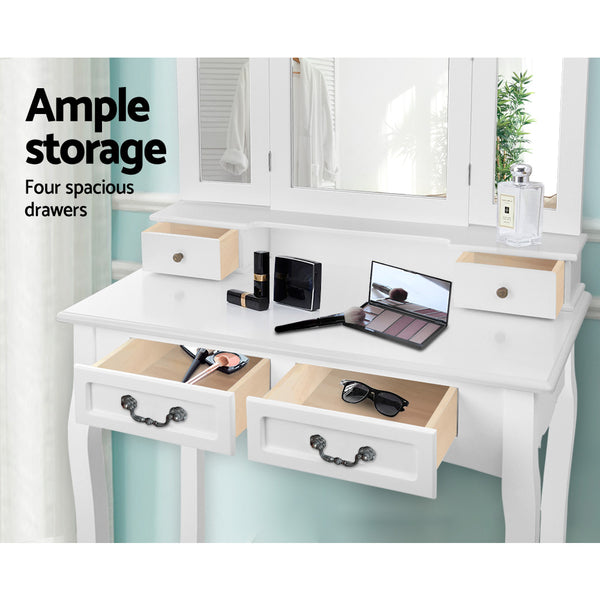 Artiss Dressing Table with Mirror - White