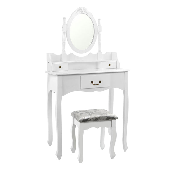 Artiss 3 Drawer Dressing Table with Mirror - White