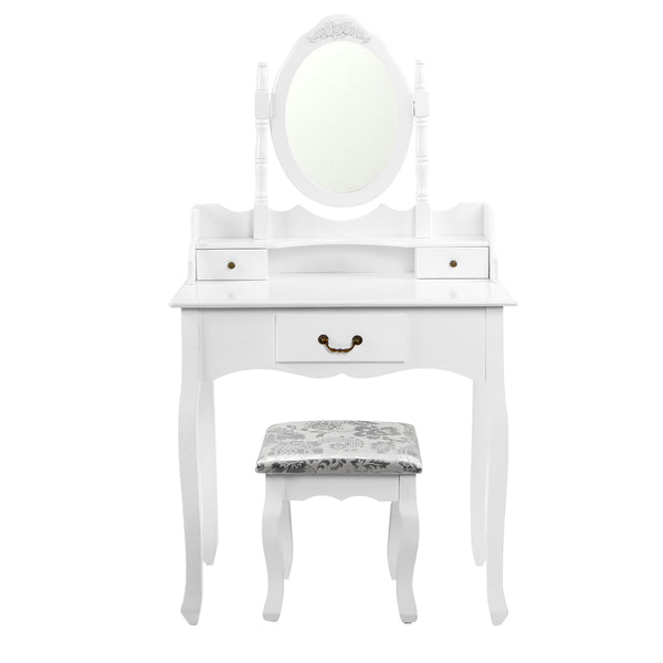 Artiss 3 Drawer Dressing Table with Mirror - White