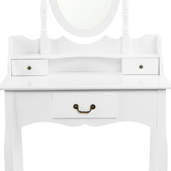 Artiss 3 Drawer Dressing Table with Mirror - White