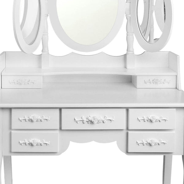 Artiss 7 Drawer Dressing Table with Mirror - White