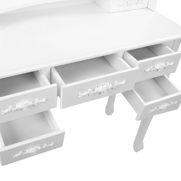 Artiss 7 Drawer Dressing Table with Mirror - White
